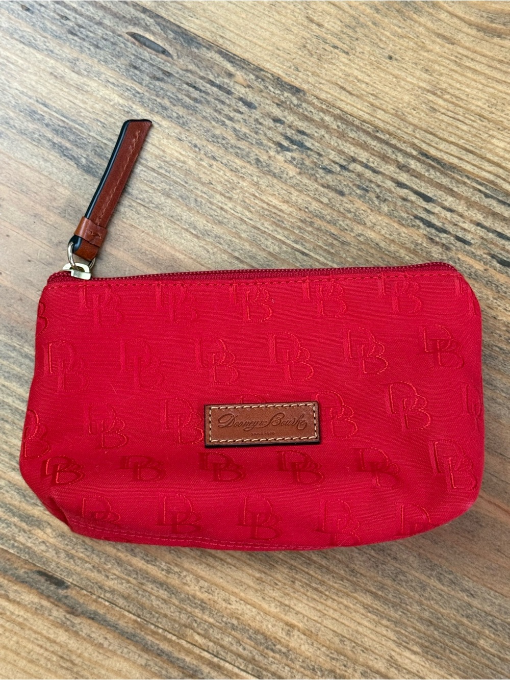Dooney & Bourke Scarlet Red Signature Logo Canvas Cosmetic Pouch NEW